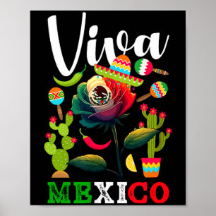 Poster Vive le Mexique fierté mexicaine drapeau racines d