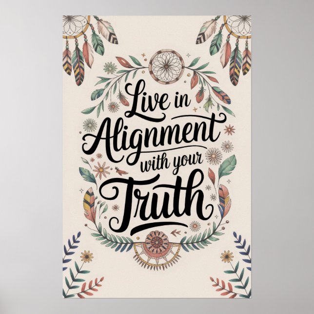 Poster Vivez en harmonie avec votre vérité Boho Design (Devant)