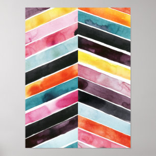 Poster Vivid aquarelle Chevron I