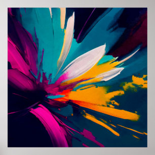 Poster Vivid Bloom – Énergie florale abstraite explosive