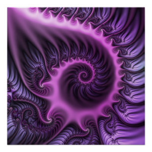 Poster Vivid Cool Abstrait rose violet Fractal Art Spiral