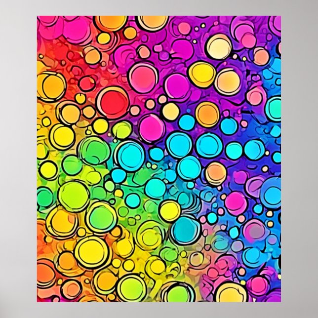 Poster Vivid Rainbow Bubble Abstraction (Devant)