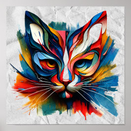 Poster "Vivid Whiskers - Abstrakte Feline Energy"
