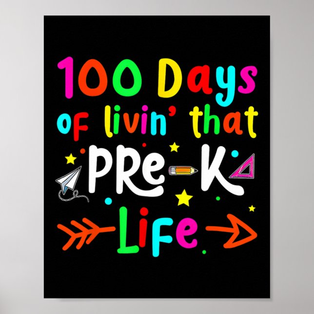 Poster Vivre 100 Jours D'École Pré K Vie Enseignants Garç (Devant)