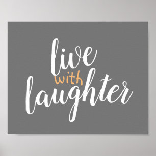 Poster vivre avec la typographie du rire mot art