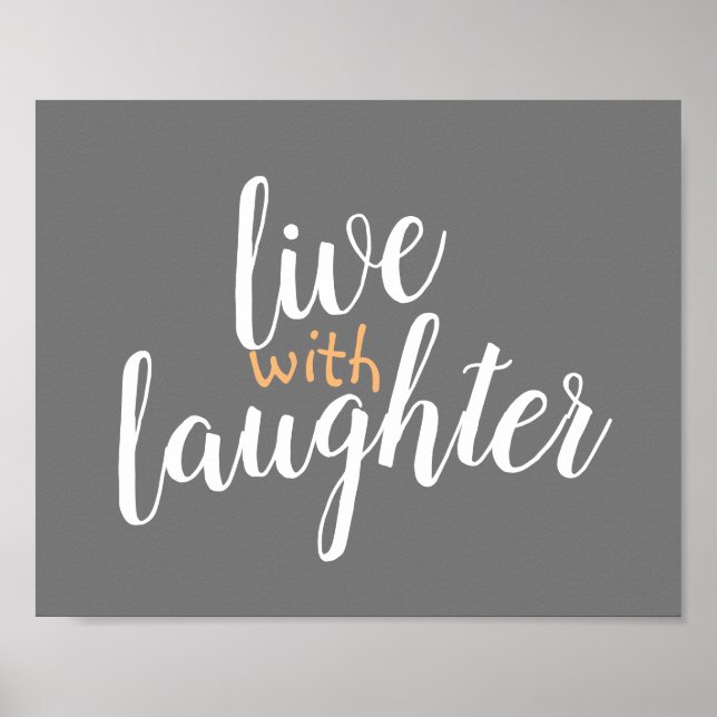 Poster vivre avec la typographie du rire mot art (Devant)