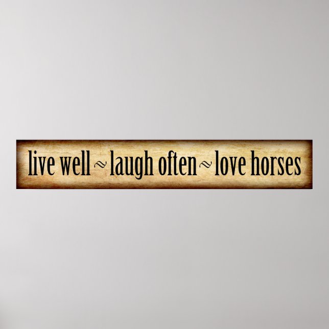 Poster Vivre, rire, aimer - Chevaux (Devant)
