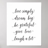 Vivre simplement, rêver grand - art imprimé - devi