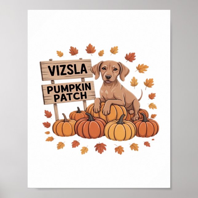 Poster Vizsla Citrouille Patch Amoureux de les chiens Tha (Devant)