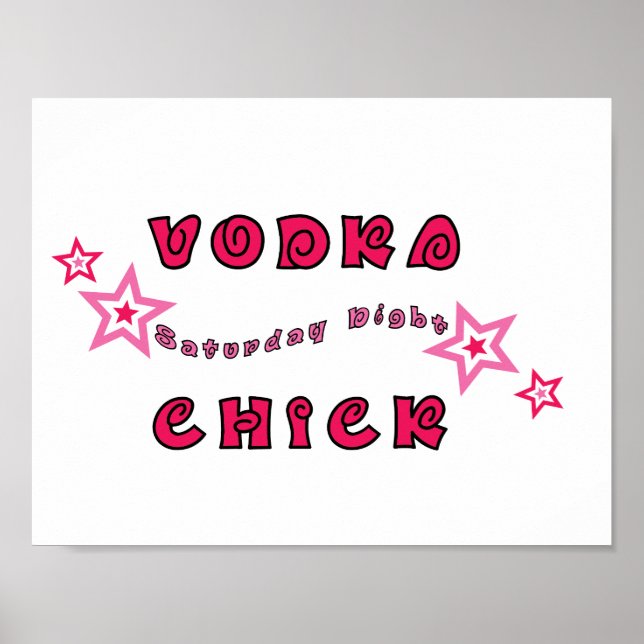 POSTER VODKA CHICK GIRLY ROSE STARS GRAPHIQUE LOGO MOTO A (Devant)