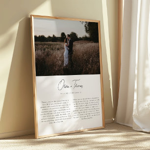 Poster Vœux de mariage de script minimaliste & Photo