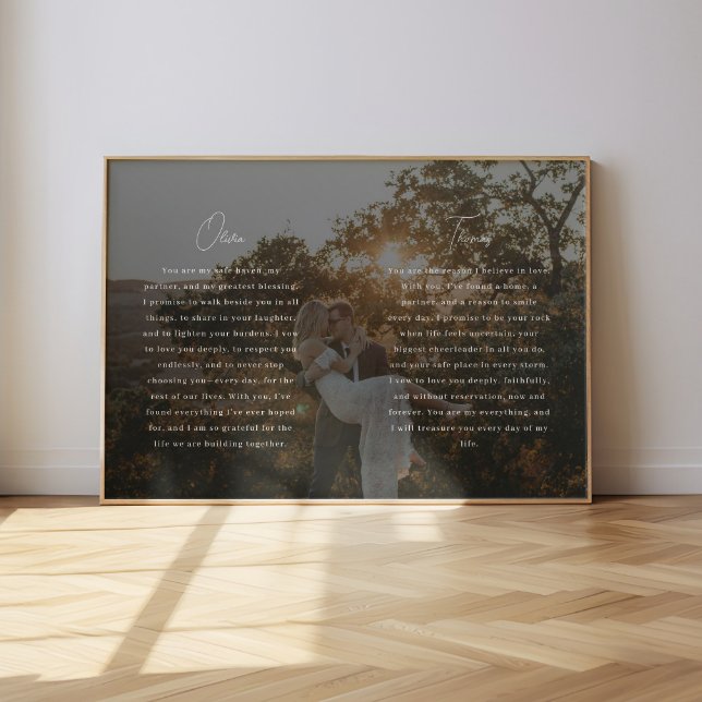 Poster Vœux de mariage en écriture moderne Noms personnal (Créateur téléchargé)