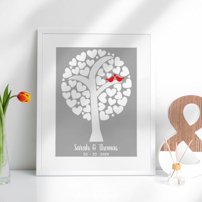 Poster Vœux de mariage ou d'anniversaire des oiseaux de l (Créateur téléchargé)