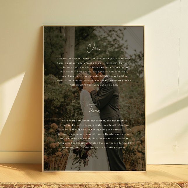 Poster Vœux de mariage personnalisés avec photo en écritu (Créateur téléchargé)