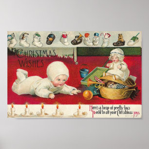 Poster Voeux de Noël Bébé et jouets