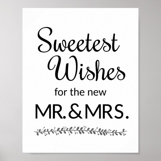 Poster Voeux doux Nouveau M. et Mme Mariage Signet (Devant)
