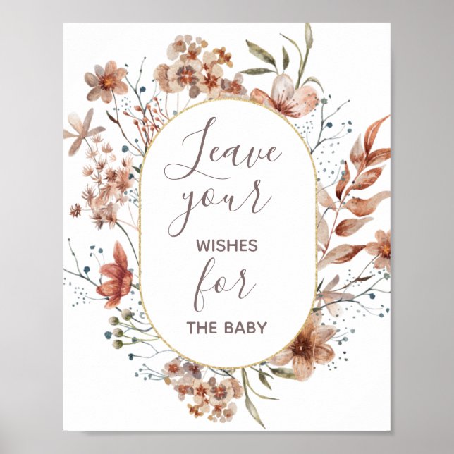 Poster Voeux Fleur sauvage d'automne pour bébé (Devant)