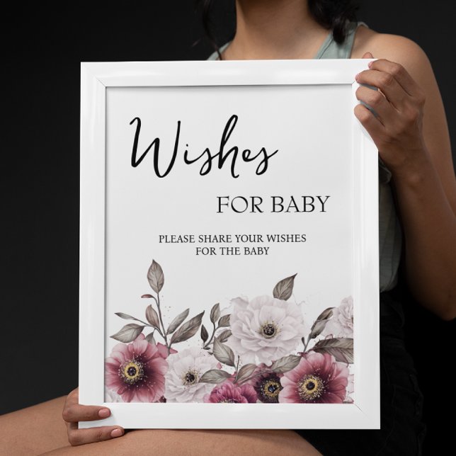 Poster Voeux floraux blanc et prune pour bébé (Créateur téléchargé)