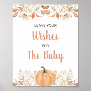 Poster Voeux floraux Citrouilles orange pour bébé SIGNE 