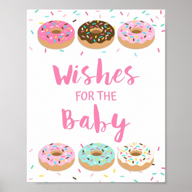 Poster Voeux pour bébé rose beignets Sprinkle Sign (Devant)