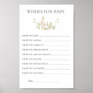 Poster Voeux pour bébé soyeux Baby shower d'oie Jeu