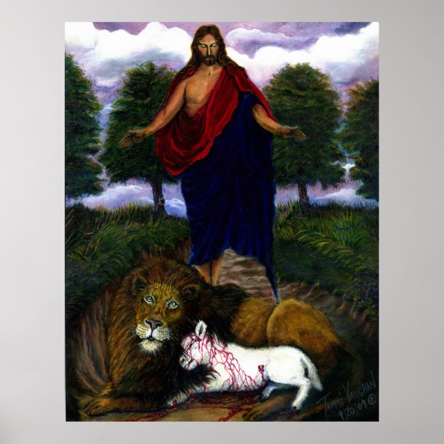 Poster Voici ! Je Viens Rapidement ! Jésus, Lion et Agnea (Devant)