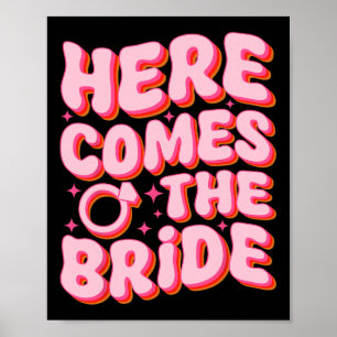 Poster Voici La Mariée Super Bachelorette Fête Mat