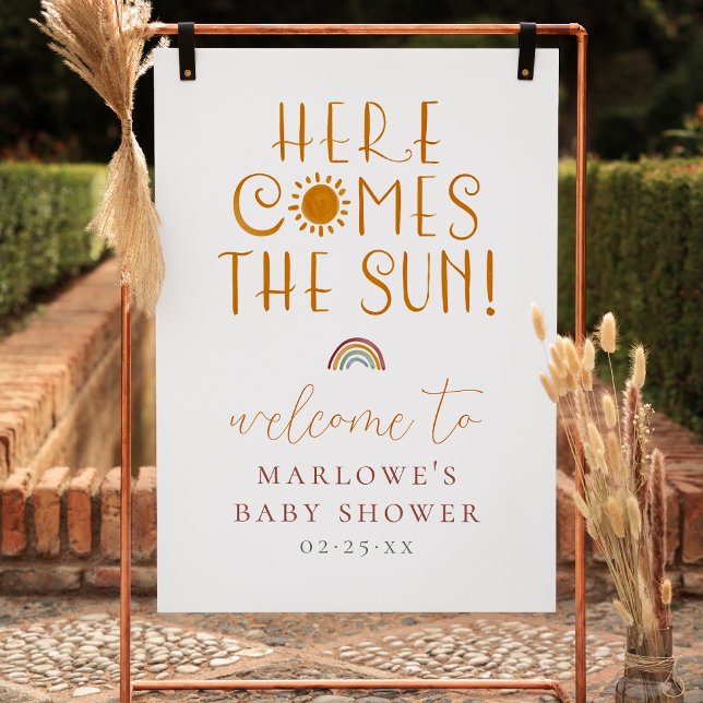 Poster Voici L'Accueil Du Baby shower Boy Sun Boho (Welcome Sign Mock-up)