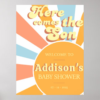 Poster Voici l'affiche de bienvenue du baby shower garçon