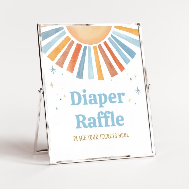 Poster Voici le Baby shower Fils Raffle (Boho Sunshine Baby Shower Diaper Raffle Sign)