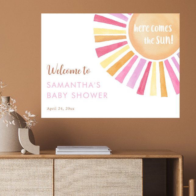 Poster Voici le baby shower Sun girl bienvenue (Créateur téléchargé)