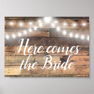 Poster Voici Le Bride Rustic Wood Lights Strands