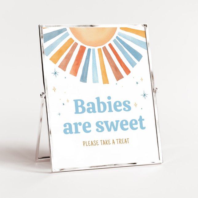 Poster Voici le Fils Baby shower Les bébés sont doux (Boho Sunshine Baby Shower Babies are Sweet Sign)