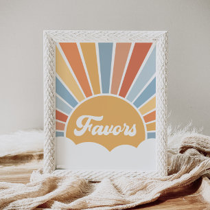 Poster Voici le signal Son Retro Baby shower Favors