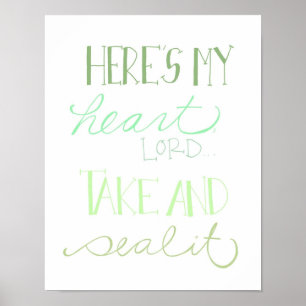 Poster Voici mon coeur - Lyrique de l'Hymne - art dessiné