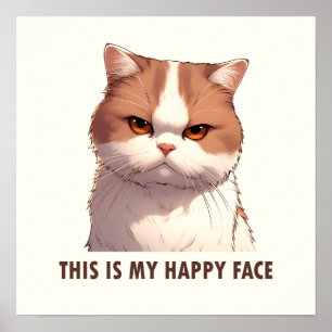 Poster Voici mon joyeux chat Moody Face