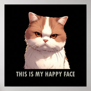 Poster Voici mon joyeux chat Moody Face