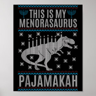 Poster Voici Mon Menorah-saurus Heureux Hanoukka Dinosaur