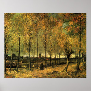 Poster Voie avec des peupliers par Vincent van Gogh.