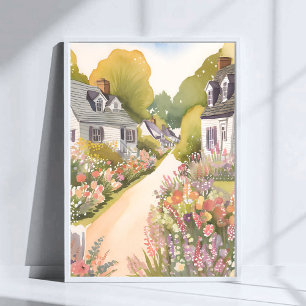 Poster Voie des Fleurs Sauvages Aquarelle de ville côti