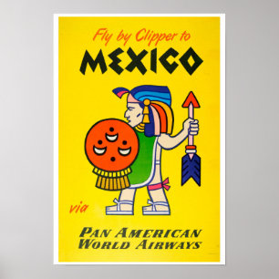 Poster Voies aériennes Mexique de l'Amérique de casserole
