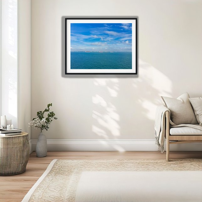 Poster Voies maritimes du détroit de Singapour avec navir (Créateur téléchargé)