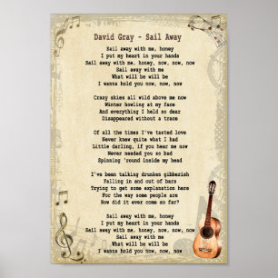 Poster Voile Away Chanson Lyrique Vintage Mur Art Imprime