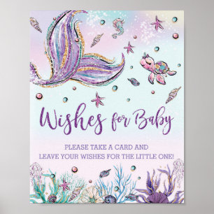 Poster Voile de sirène sous la mer Voeux pour bébé