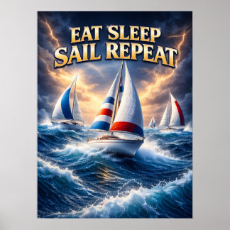 Poster Voile de vent d'océan Liberté