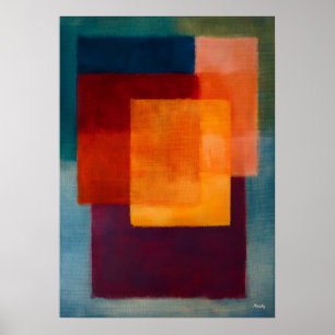 Poster Voile Doré – Champs de Couleurs Célestes Abstrait 