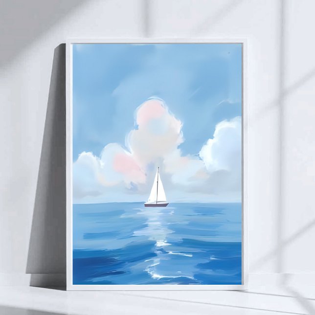 Poster Voile en bleu | Bateau à voile côtier Peinture océ (Créateur téléchargé)