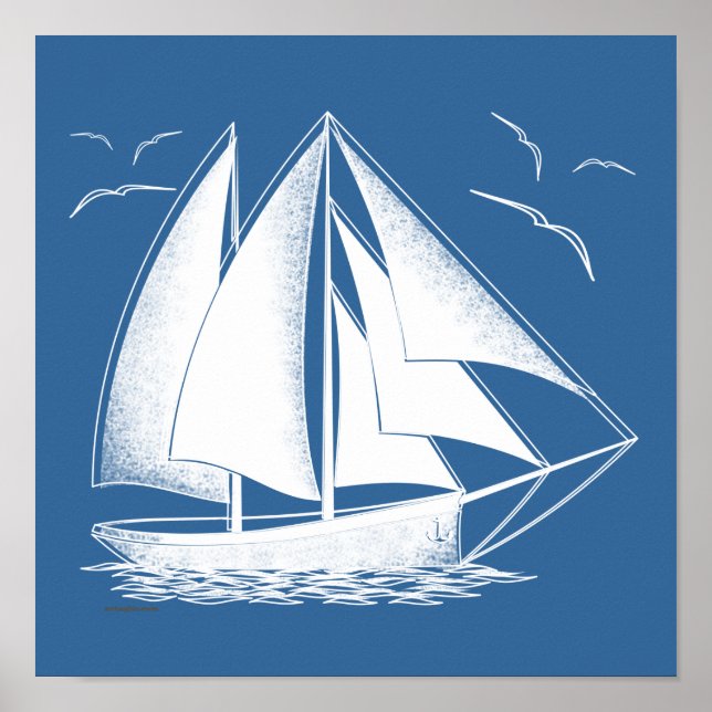 Poster Voile rapide ! nautique, vintage. (Devant)