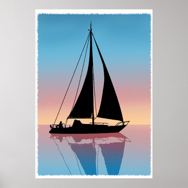 Poster Voiles au coucher du soleil Silhouette (Devant)