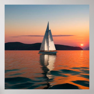 Poster Voilier glissant sur des eaux calmes